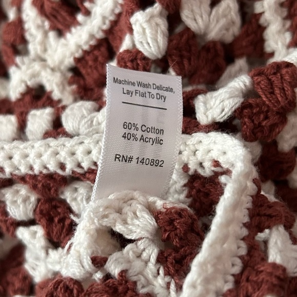 Marine Layer Celeste Crochet Cotton Mini Dress in Brown & White Sz L *flaw* - Picture 12 of 12